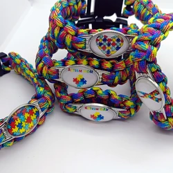 AUTISM Marker Warning Paracord Bracelet Puzzle Dad Mom Colorful Braided Bracelet Accessories Holiday Gift Unisex 1pc