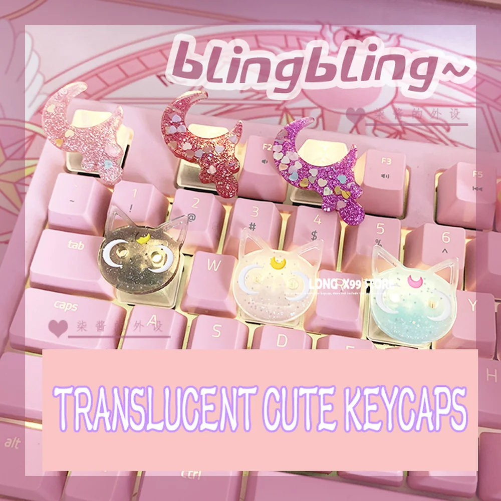 Teclas Kawaii personalizadas para teclado mecánico MX Switch, transparentes, regalo para chicas