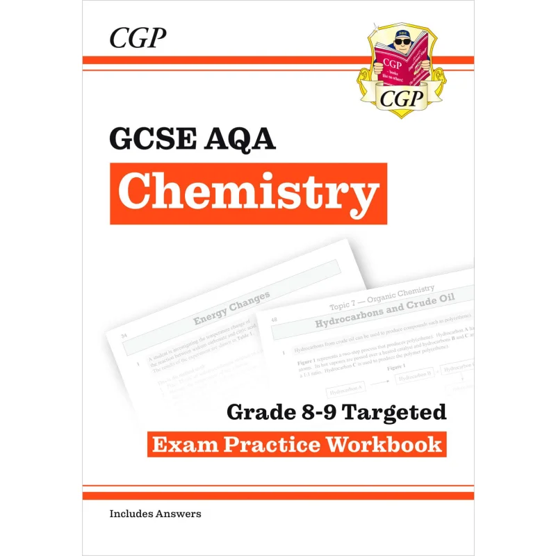 

GCSE Chemistry AQA Grade 89, рабочая тетрадь для тренировок по экзамену, включает в себя книги CGP для ответов 9781782948841