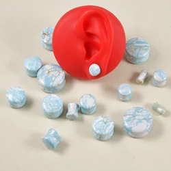 1 Pair Stone Ear Plugs Gauges Earrings Double Flare Saddle Stretching Gauges Expander Ear Stretcher Body Piercing Jewelry 6-25mm