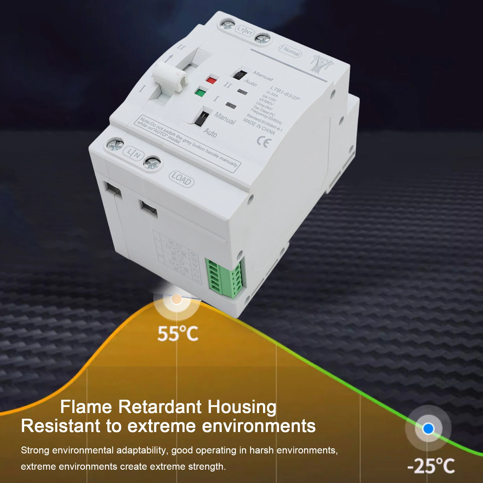 تغيير النقل التلقائي للطاقة المزدوجة النقل التلقائي DIN Rail ATS Mini Generator Changeover