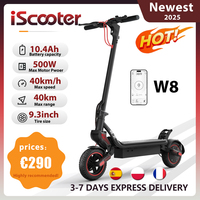 iScooter 9.3 Inch W8 Electric Scooter 48V 10.4Ah Battery, 500W Motor 30-40km Max Range 40km/h Max speed Dual Suspension With App