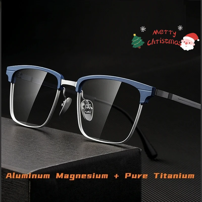 

OLLYMURS Сверхлегкая роскошная алюминиево-магниевая модная квадратная оправа для очков из чистого титана, оптическая оправа для очков по рецепту