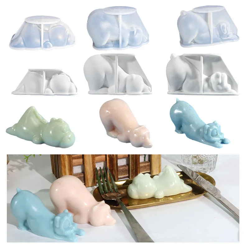 

DIY Cute Sleepy Bear Silicone Mold Cake Baking Animals Molds Jewelry Pendant Decoration Mold For Resin Making