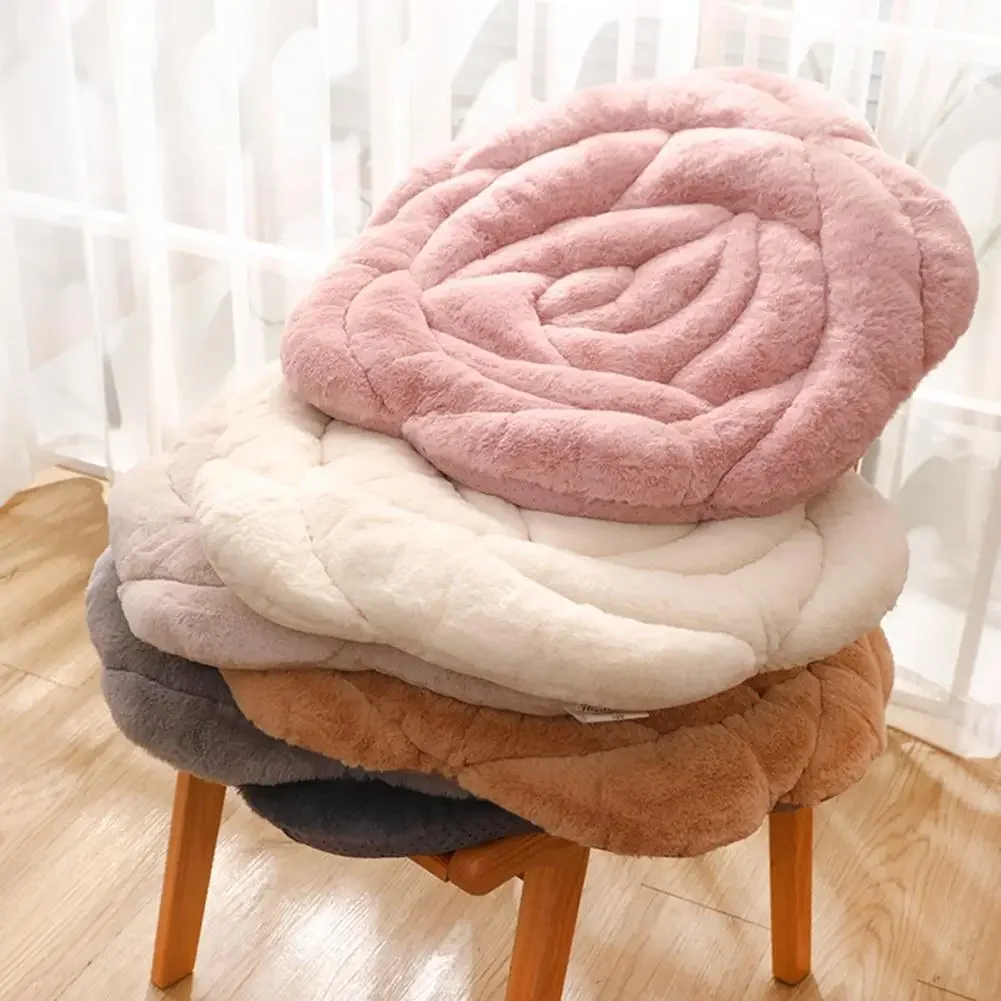 

Seat Cushion Soft Anti-slip Granule Hip Protective Round Rose Shape Plush Chair Tatami Cushion Sofa Cushions Home Decoration