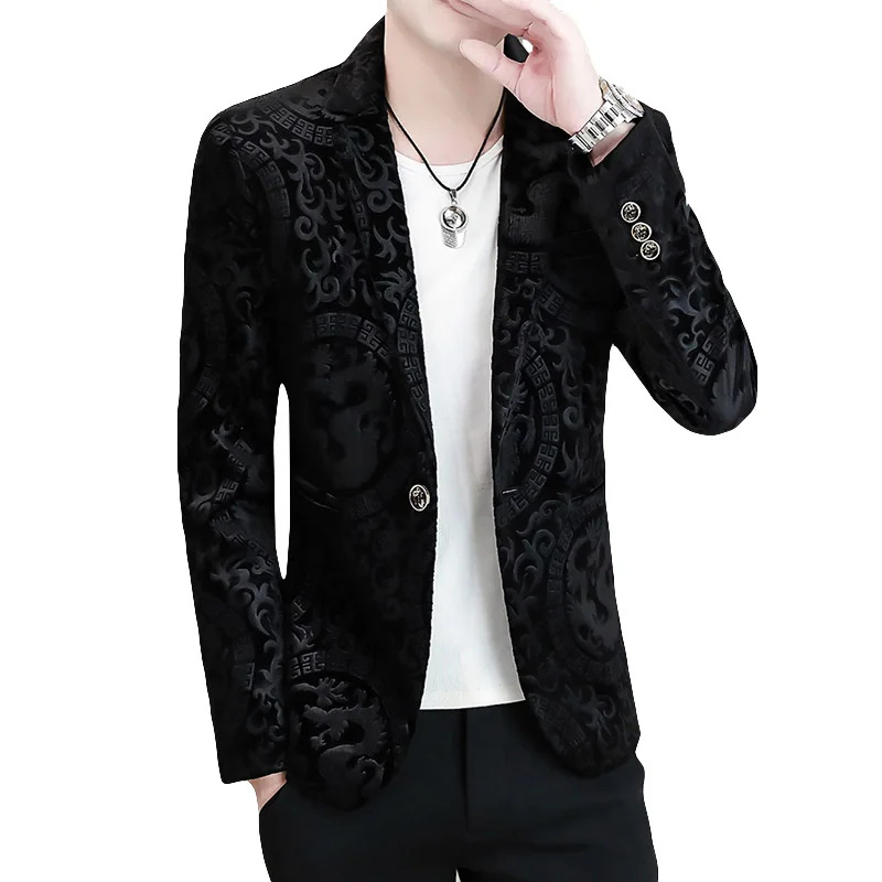 Veste de Luxe en Velours localité pour Homme, Blazer Décontracté, Coupe Slim, Vêtement d\'Extérieur, Robe de Mariée, Nouvelle Collection