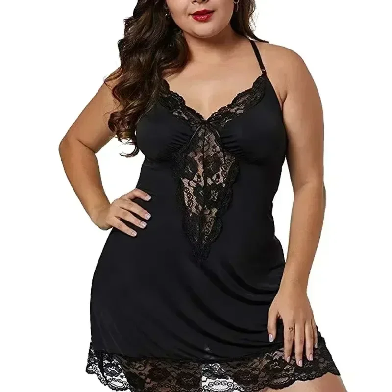 Lingeries for Women Hot Sexy Goods Plussize Lingerie Sexy Women's Pajamas Lace Lace Hollowed-out Halter Nightdress Home Suit