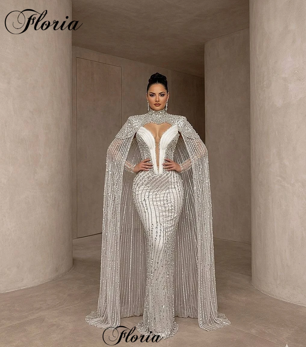 

New Ivory Evening Dresses Mermaid Elegant Celebrity Dresses For Women Crystals Prom Party Dresses Vestidos De Fiesta Customized