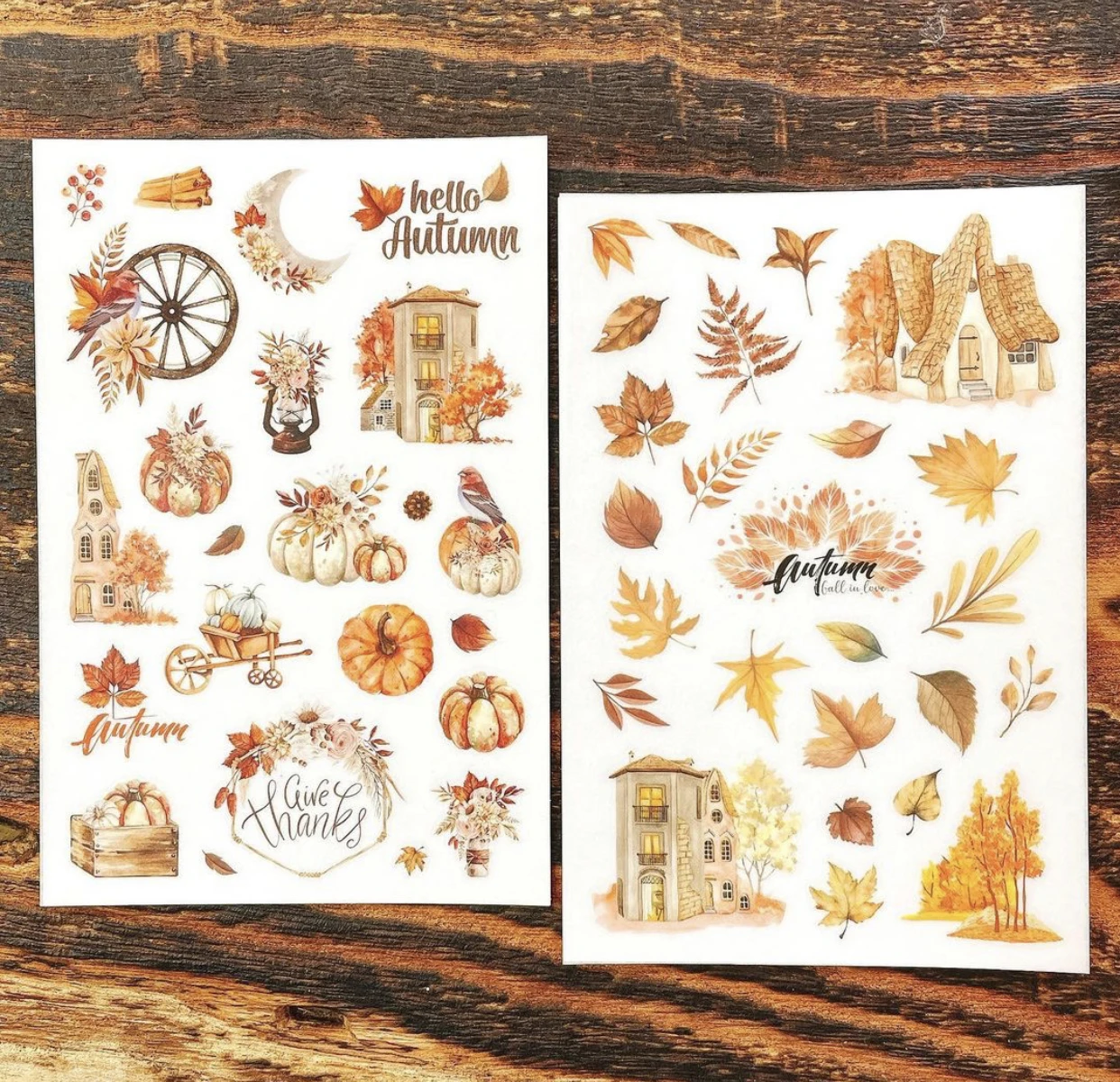 JP Vintgae Midnight Autumn Story Transfer Sticker for Card Making DIY Scrapbooking Plan Decorative Sticker Sheet