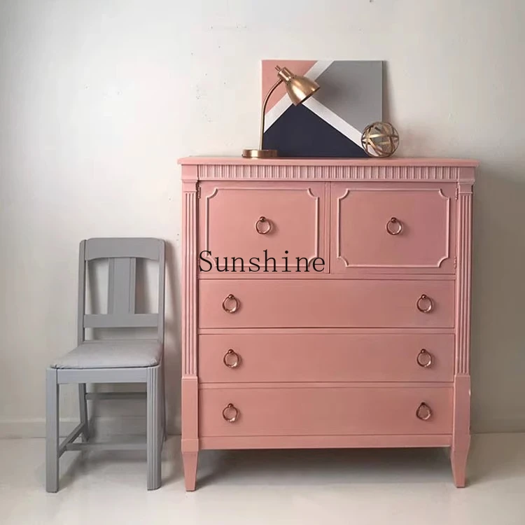 

Light luxury American solid wood living room storage decorative cabinet bedroom storage cabinet