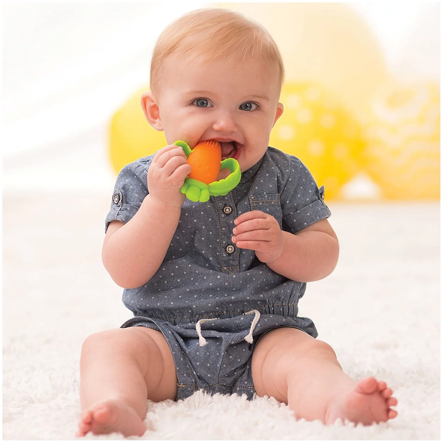 Baby teething toy carrot Teether food grade Silicone Teether BPA free Sensory Exploration and Teething Relief Bundle