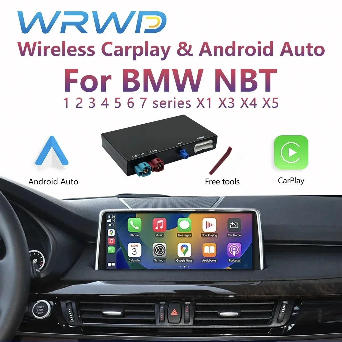 Беспроводной CarPlay Android AUTO для системы BMW NBT/CIC 1 2 3 4