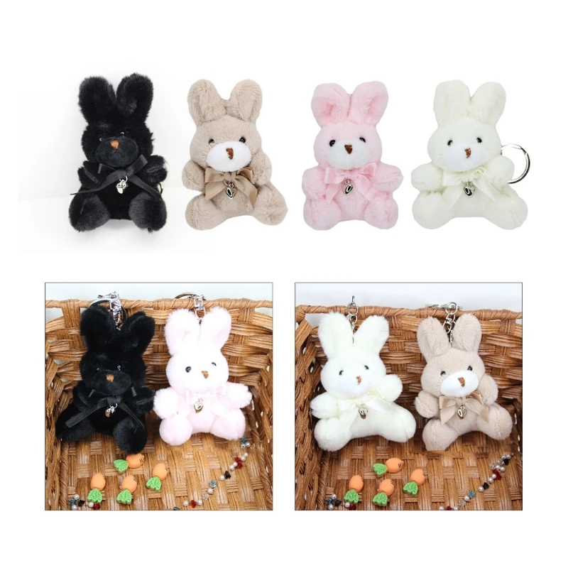 4 Colors Plush Stuffed Keychain Funny Bunnys Soft Pendant Keyring for Car Keys Bag Backpack Decor Kids Gift 40GB