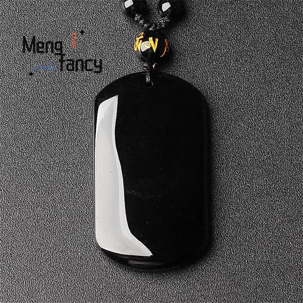 Natural Black Obsidian Peace Without Incident Pendant High-grade Customized Fashion Luxury Jewelry Best Selling Holiday Gifts