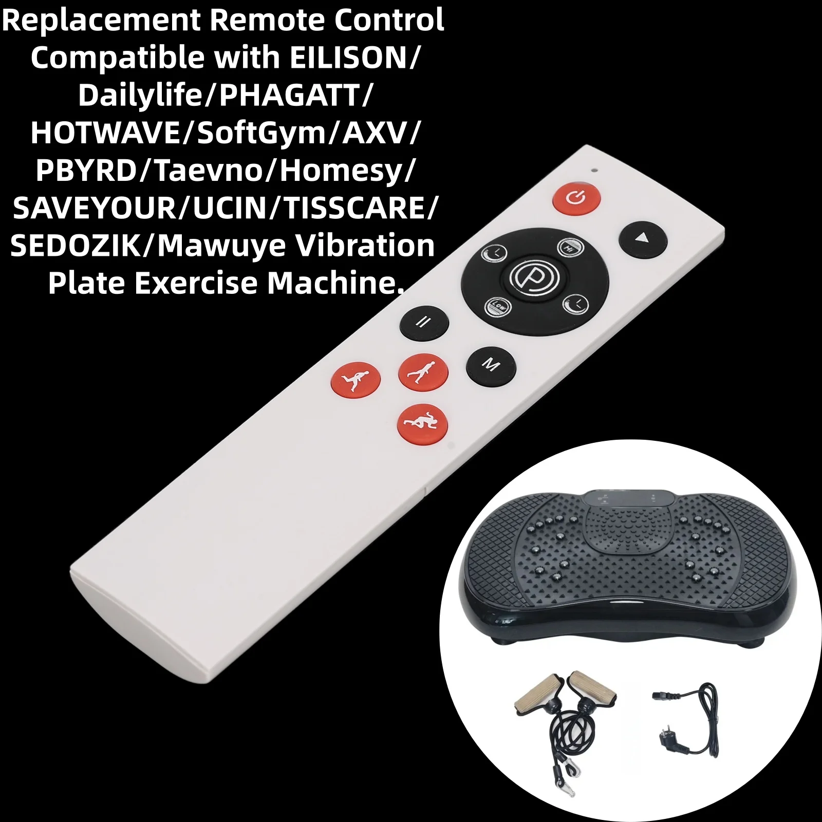 Ruimou 1pcs Vibration Plate Exercise Machine Remote Control Compatible with Panana SoftGym AXV HOTWAVE Taevno Homesy
