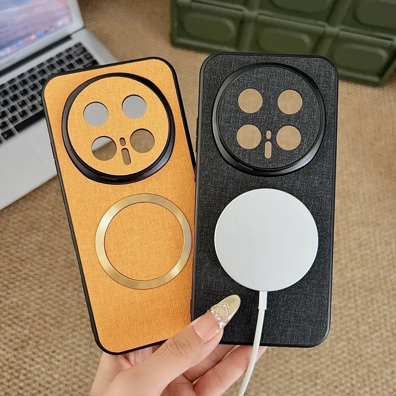 حافظة مغناطيسية بنمط منسوج بتقنية الأعمال لهاتف Honor Magic 8 Pro 7 Pro Lite كاميرا شحن لاسلكية حماية غطاء مقاوم للصدمات