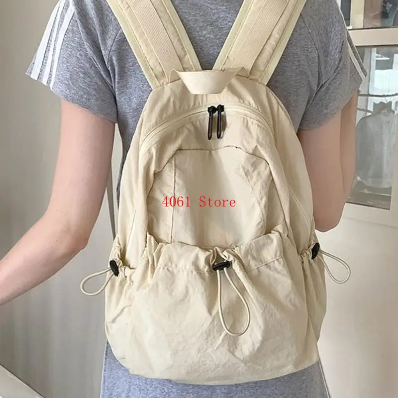 

Practical Backpack For Women Spaicous School Bag with Front Drawstring Bag