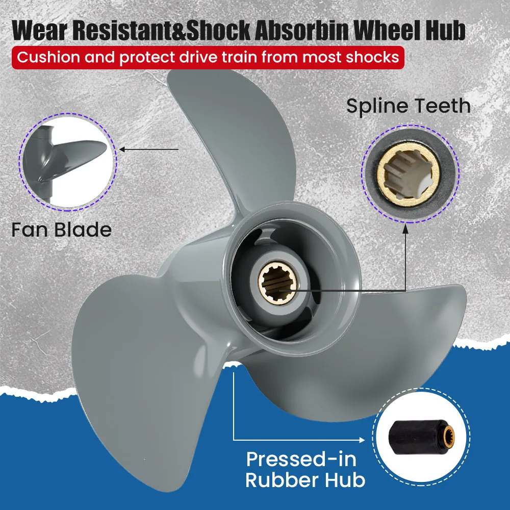 9 1/4x12 9.25x12Outboard Propeller For Honda 25HP 30HP Boat Marine Engine Aluminum Alloy Screw 3 Blade 10 Spline 58130-ZV7-000ZA