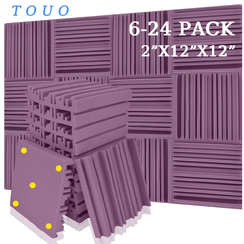 

TOUO Broadband Acoustic Insulation Foams 6 12 24 Pcs High Density Soundproof Studio Acoustic Treatment Sound Absorbing Material