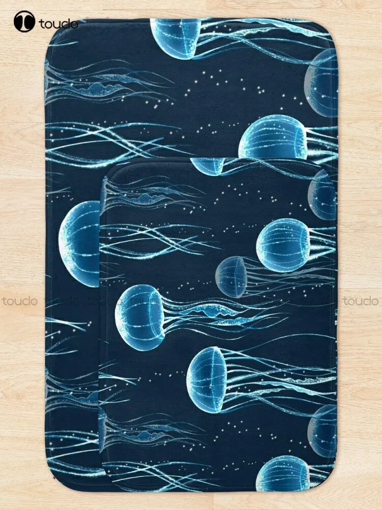 Glowing Jellyfish  Bath Mat Cute Bathroom Carpet