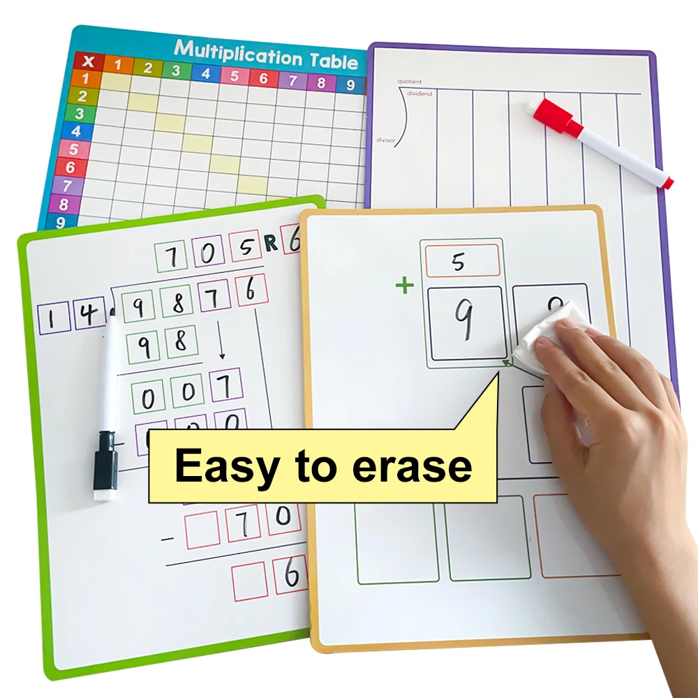 Multiplication and Division Chart, Double-Sided Dry Erase Board, Montessori Mathematical Training Board Students Teaching Aids