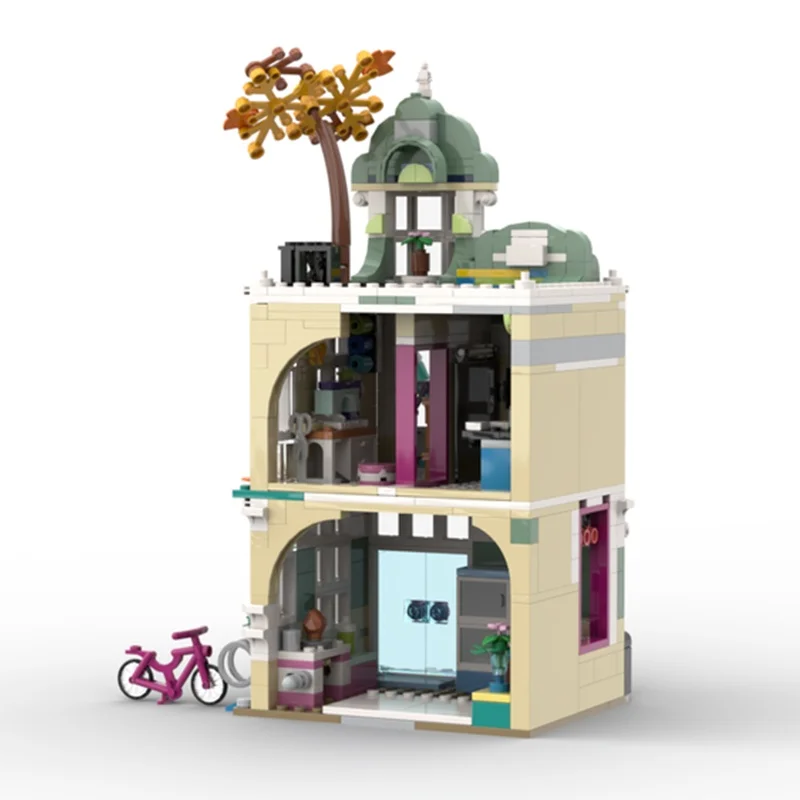 716 قطعة MOC Emma s Art School Friendse نموذج اللبنات البناء لتقوم بها بنفسك فكرة إبداعية هدايا عيد الميلاد لعبة الطوب عيد الميلاد