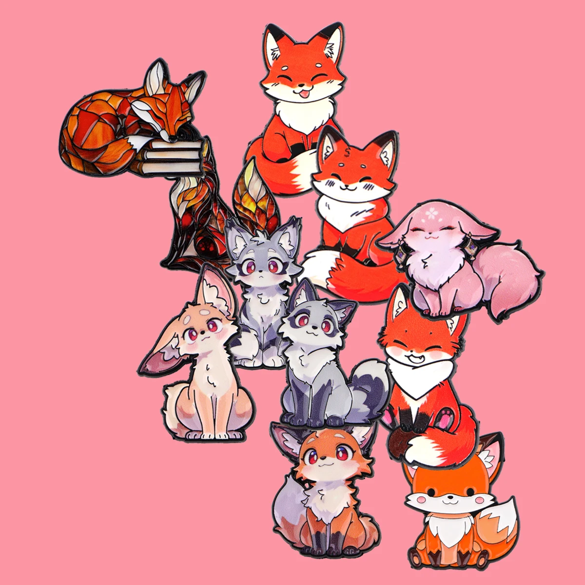 Cartoon Fox Enamel Pin Cute Alien Cat Animals Brooches Bag Lapel Pins Badges on Backpack Accessories Decorative Jewelry Gifts