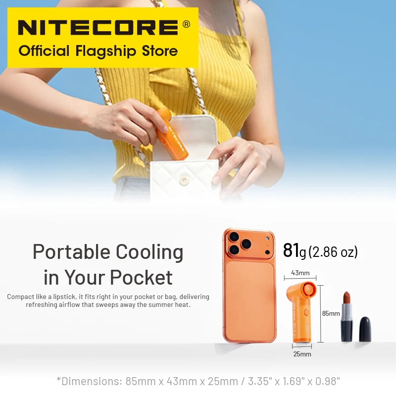 Nitecore NEF Nano Mini Pocket Handheld Fan 81g High-Speed Cooling