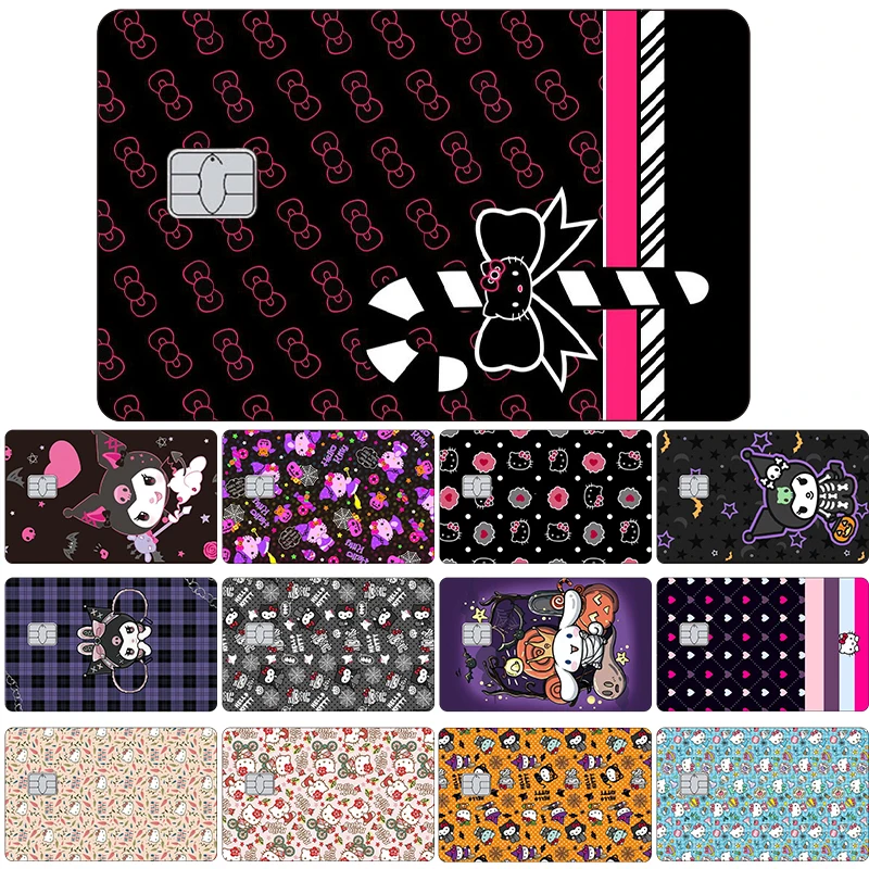 Halloween Kawaii Hello Kitty Anime Diy Credit Debit Card Stickers Cartoon New Scratch Resistant PVC Matte Skin Film Decal Toys