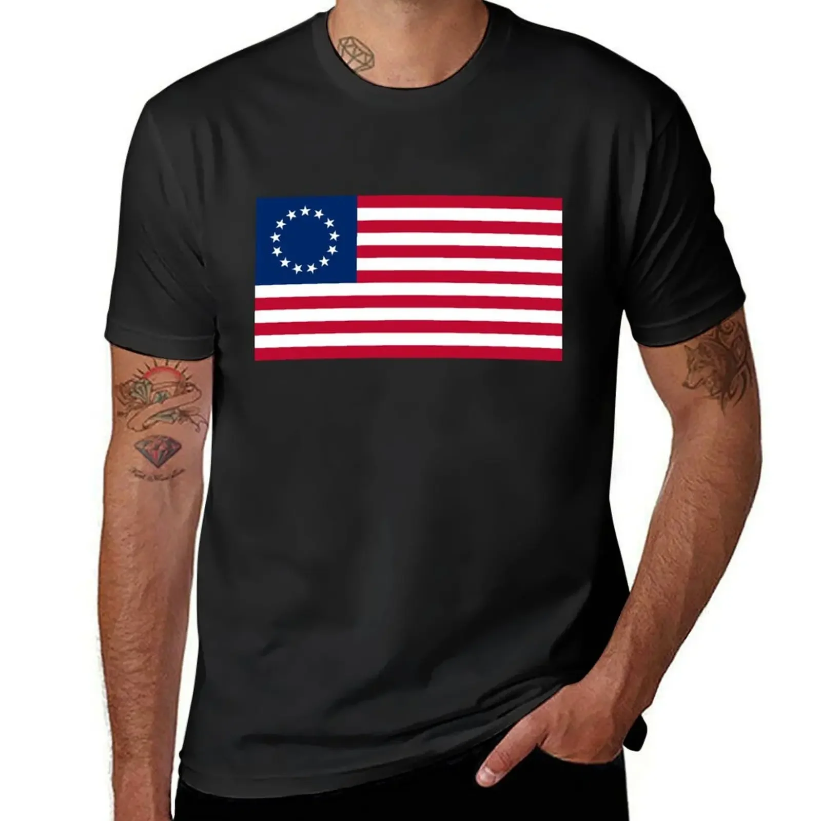 Betsy Ross American Flag T-Shirt anime tees mens t shirts