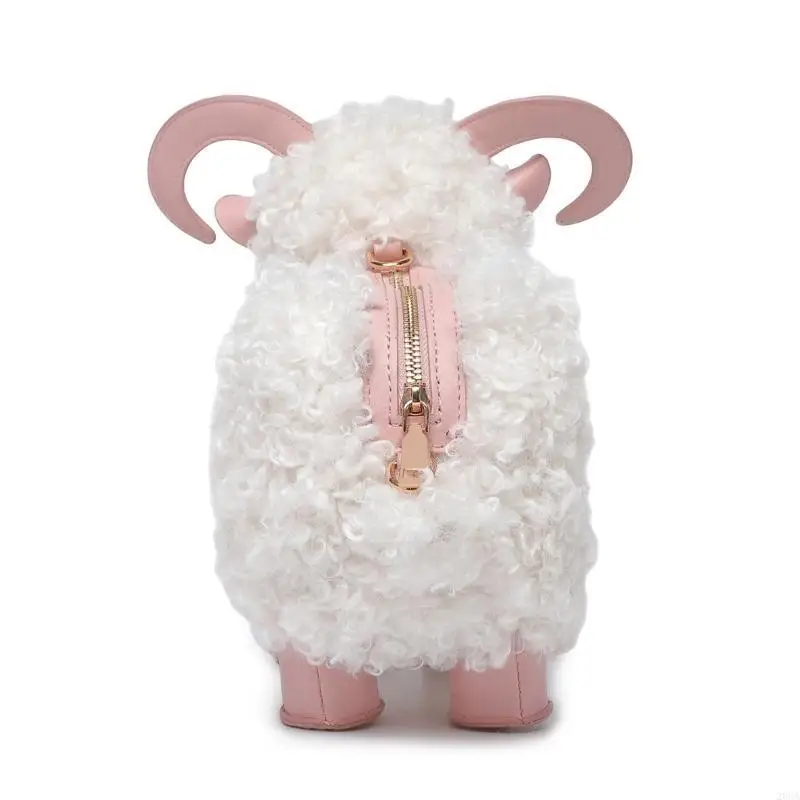 

Lightweight Sheep Shaped Crossbody Bag Soft Plush Exterior Spacious Interior Adjustable Strap Perfect for Travel 20CA