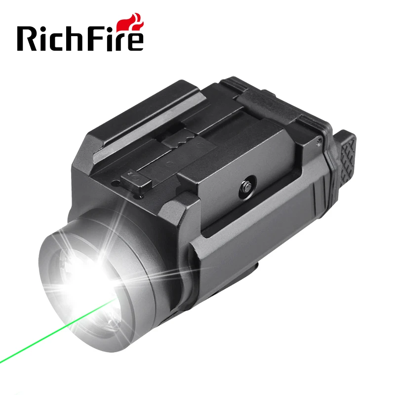 

Компактный противоударный тактический фонарик Richfire, зеленый лазерный свет, комбинированный 1000 люмен, комплект пистолетных фонарей для охоты на открытом воздухе