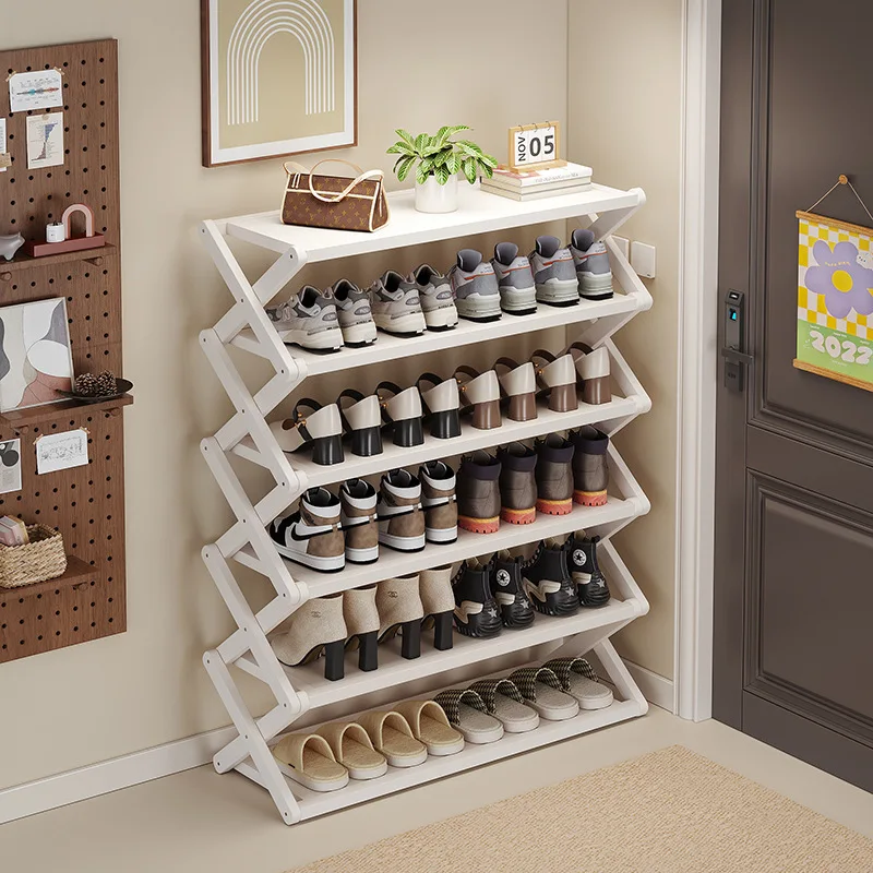 Folding and Installation Free Home Multi-layer Space Saving Bamboo Shoe Rack Rental Dormitory Entrance Storage Racks