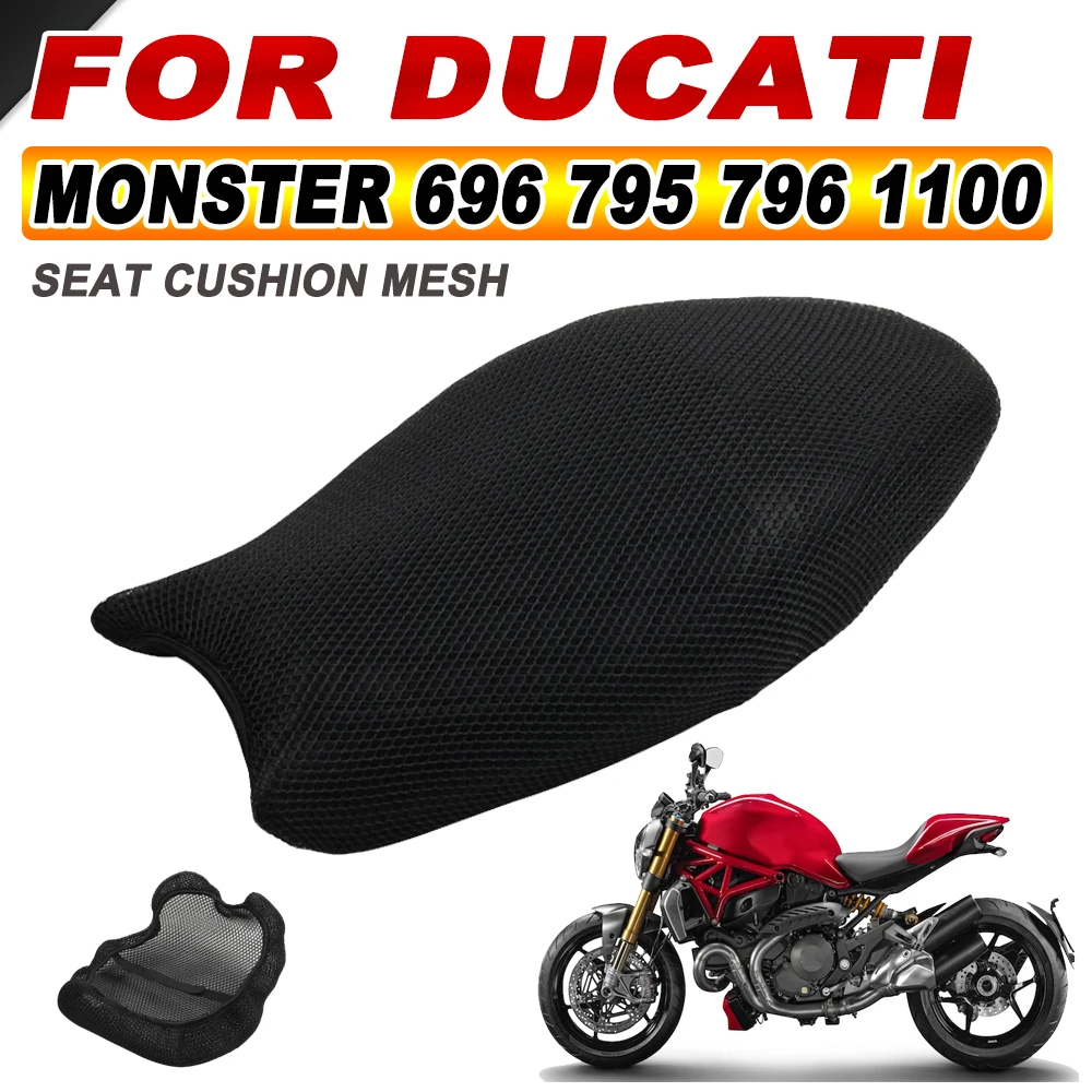 Motorcycle Seat Cover Cushion for Ducati Monster 796 696 795 1100 Accessorie Anti-Slip Cover Grid protection Pad Breathable Mesh