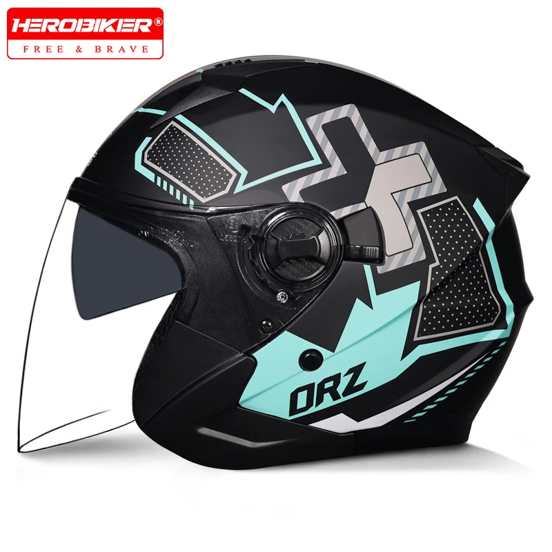 خوذة دراجة نارية معتمدة من DOT للرجال والنساء بمرآة مزدوجة لجميع المواسم خوذة نصف دراجة نارية شتوية عالمية