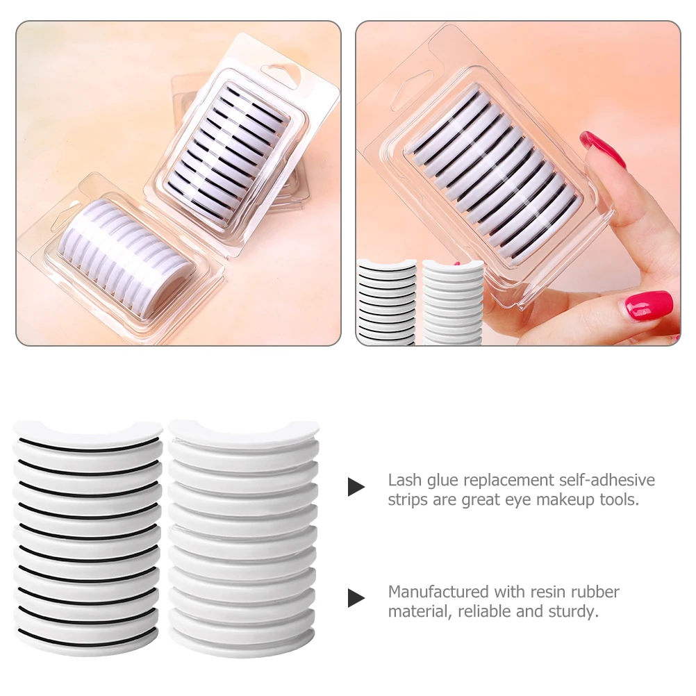 

2 Boxes 20 Strips Self Adhesive Eyelash Lash Strips Clear Black Resin Glue Stick on Eyeliner Fake Eyelashes Bulk Waterproof Long