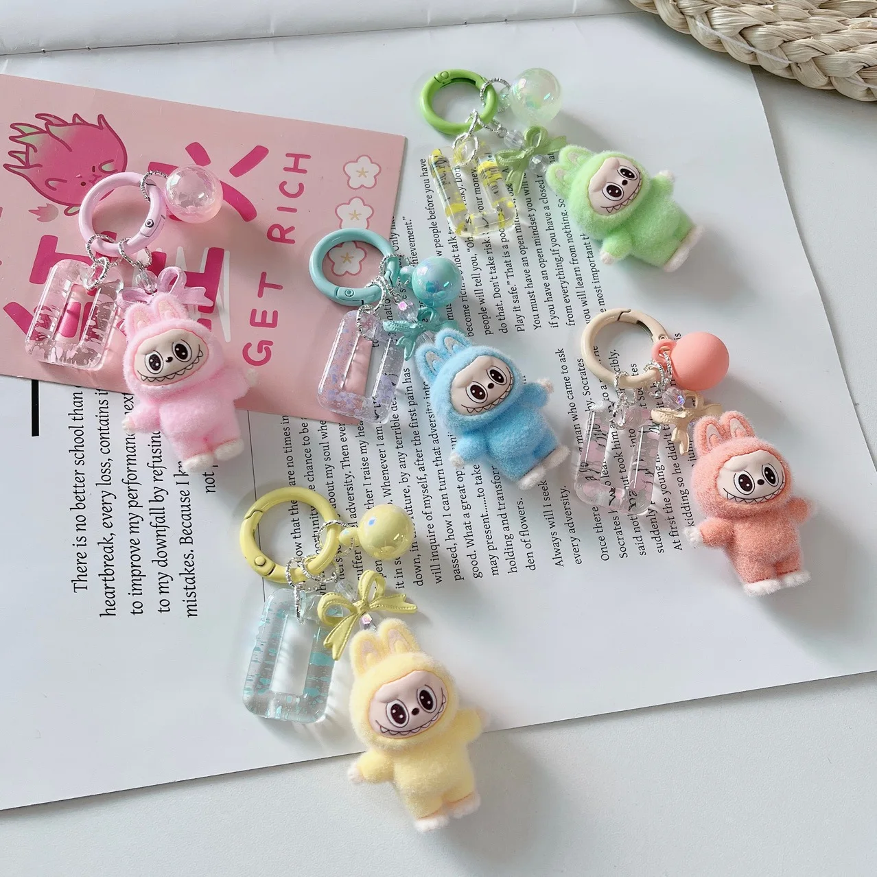 Mini Labubu Key Chain Backpack Decor Cute Cartoon Three-dimensional Schoolbag Pendant For Boys and Girls Gifts
