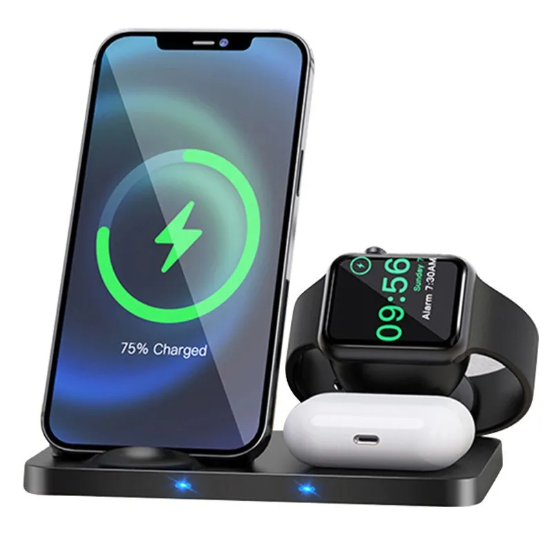 4 in 1 Foldable Wireless Charging Station For iPhone 14 13Pro Apple Watch 7/6 For Samsung Galaxy Watch Chargers 4/3 S22 S21