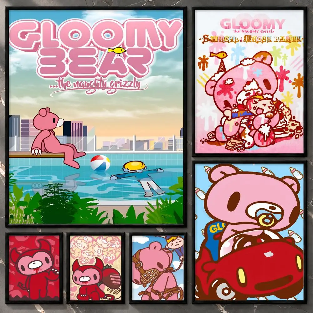 Celstyle-Graphic-Whimsical-Characterart-Illustration Gloomy Bear Poster Aesthetic Unframed Wall Prints for Bedroom & Living Room