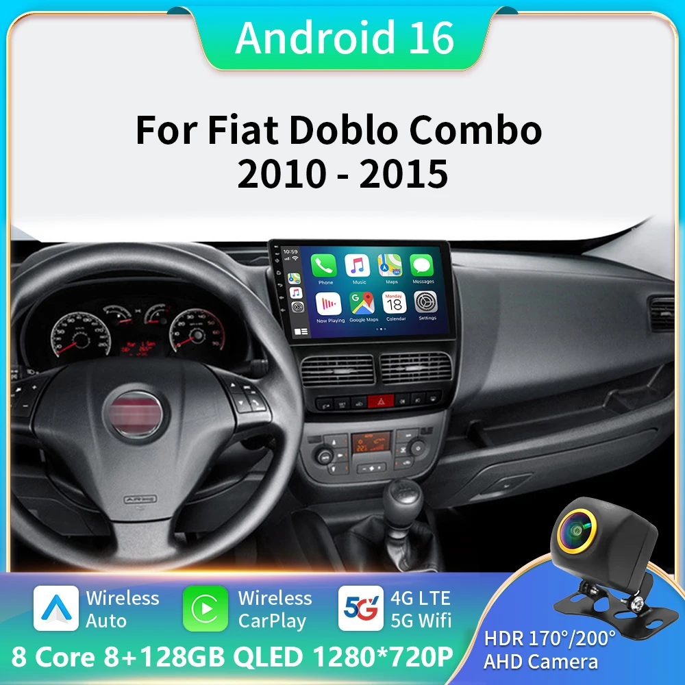 

Android16 Carplay Auto For FIAT DOBLO 2010 -2012 2013 2014 2015 Opel COMBO 2011-2018 Multimedia Car Radio Player 5G Stereo 2 Din