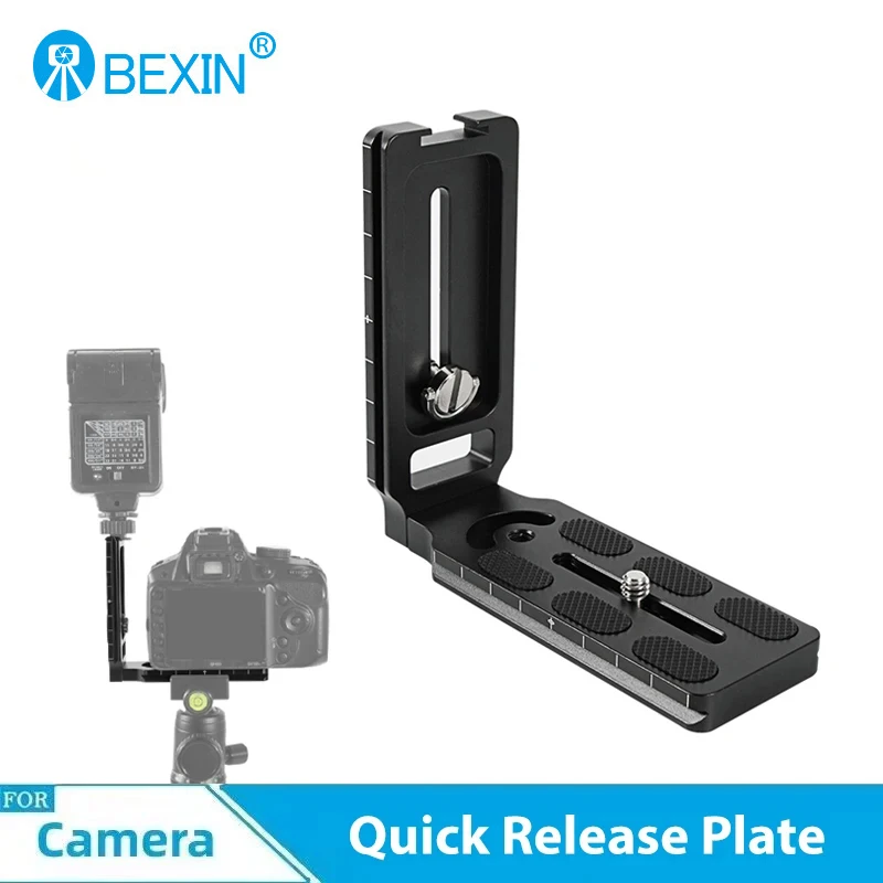 BEXIN Universal L Plate Camera Quick Release Plate With Cold Shoe Fixing L Bracket For SLR Camera Tripod Head CamFi Controller