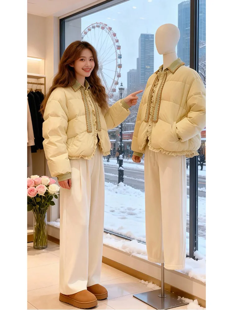 

Корейская утепленная хлопковая куртка-жакет для женщин, приталенная, в уличном стиле, для милых девушек, осенне-зимняя, прямого кроя