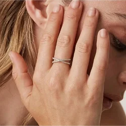 Crossing Finger Ring Shiny Zircon Rings for Women Men New X Shape Round Fashion Women Personality Jewelry