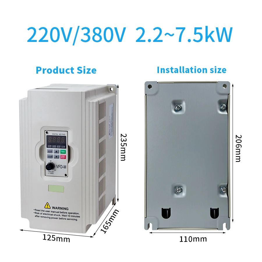 Imagem -06 - Conversor de Frequência do Inversor de Igbt Vfd 2kw4kw5.5kw7.5kw 220v Entrada Monofásica 380v Entrada 3phase 50hz 60hz Controle do Vetor