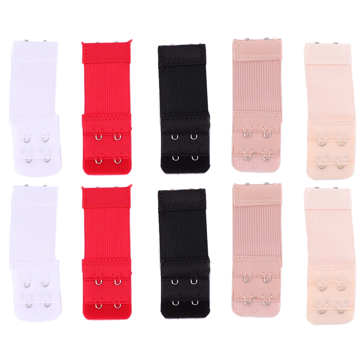 

10 Pcs Bra Extenders Underwear Extension Buckle Adjustable Two Row Stainless Steel Hooks Cloth Material Comfortable For