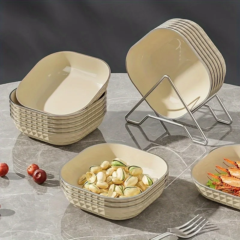 

8-Piece Set Of Small Plates With Bone Spitting Dishes - Creamy Style, Perfect For Fruits & Snacks In Living Room"Elegant Cream"
