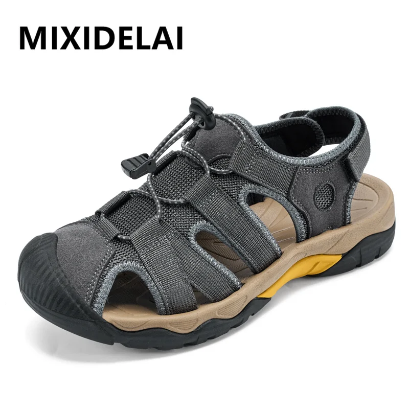Nuevas sandalias para hombre, sandalias de malla transpirables de verano, sandalias de playa ligeras informales para exteriores, zapatos de moda para hombre, talla grande 38-47