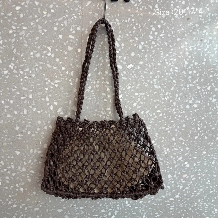 

Summer Women's Boho Beach Woven Shoulder Bag Handmade Knitted Large Hollow Out Tote Bag for Shopping Travel Lightweight Stylish