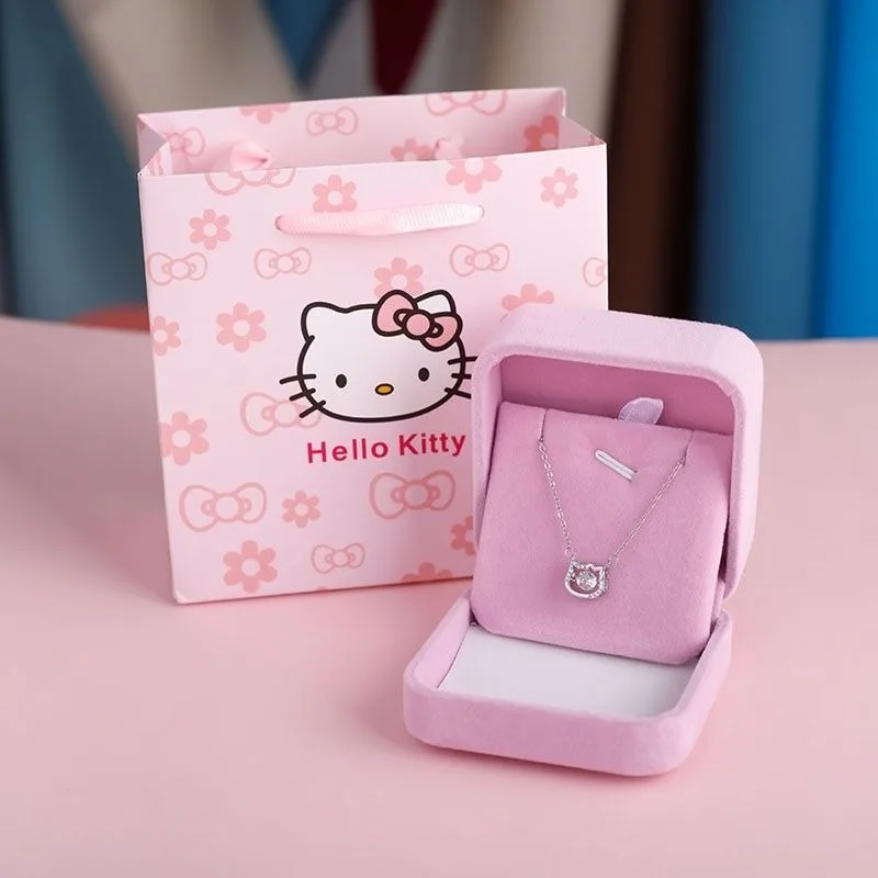 Kawaii Sanrio anime peripheral Hello Kitty cartoon cute KT cat pendant necklace for women versatile simple clavicle chain gift