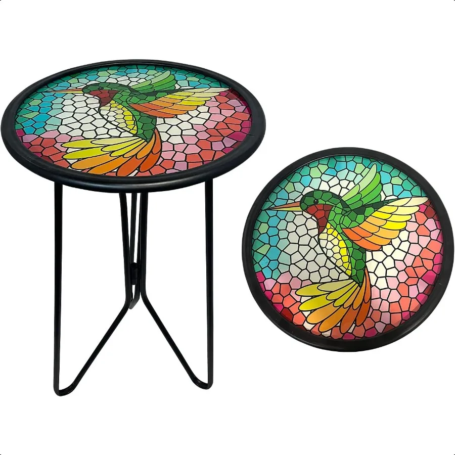 

Outdoor Mosaic Side Table Small Outdoor Table 12 Round Patio Side Table End Table Glass Plant Stand Small Bistro Coffee Table f